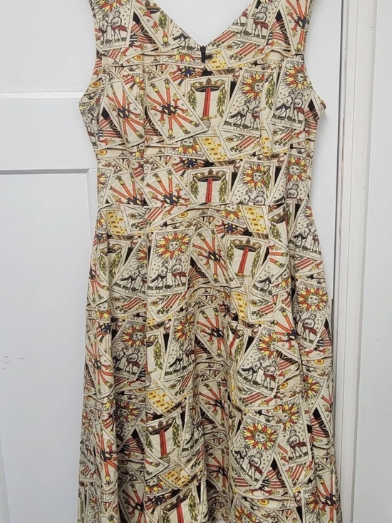 Eva Rose Dresses & Skirts - Cream Tarot-Print Circle Dress — Sleeveless A-Line Summer Dress
